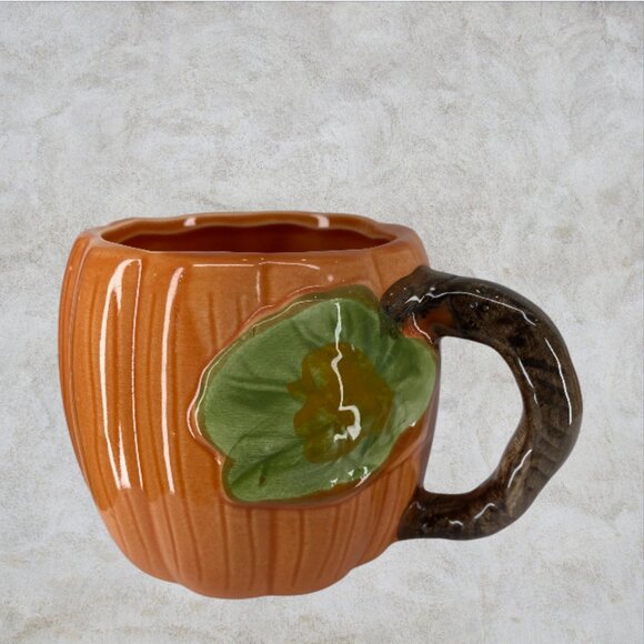 PUMPKIN TEAPOT/MUG SET -- 5 Piece, Ceramic, Autumn, Thanksgiving, Vintage - Picture 4 of 11